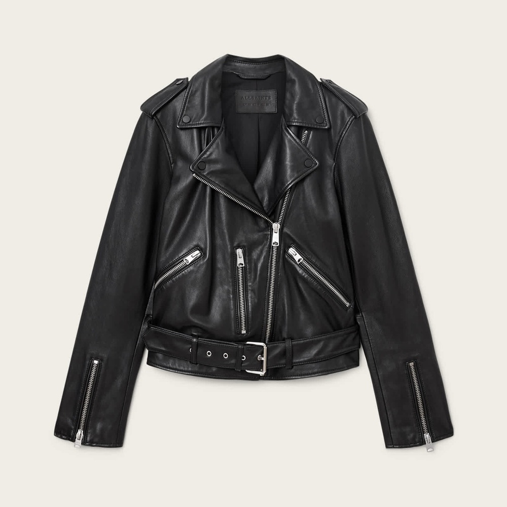 ALL SAINTS BLACK BALFERN LEATHER BIKER JACKET - EUC! - Picture 7 of 13